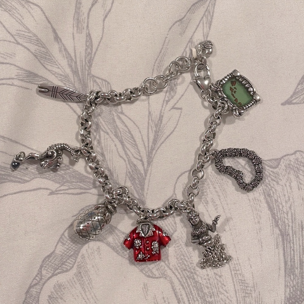 Brighton HAWAII Charm Bracelet Hula girl lei pineapple mermaid surfboard shirt